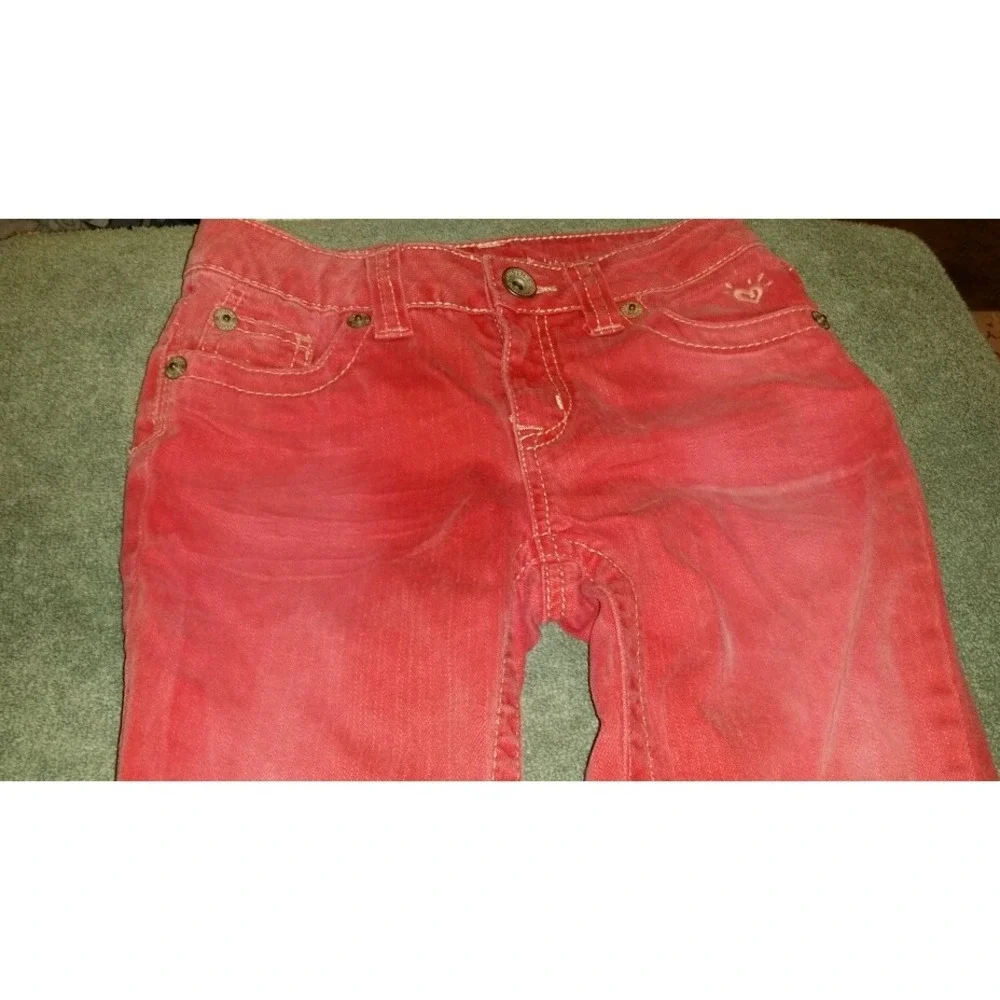 JUSTICE skinny light washed  red jeans denim‎ size 12 SLIM